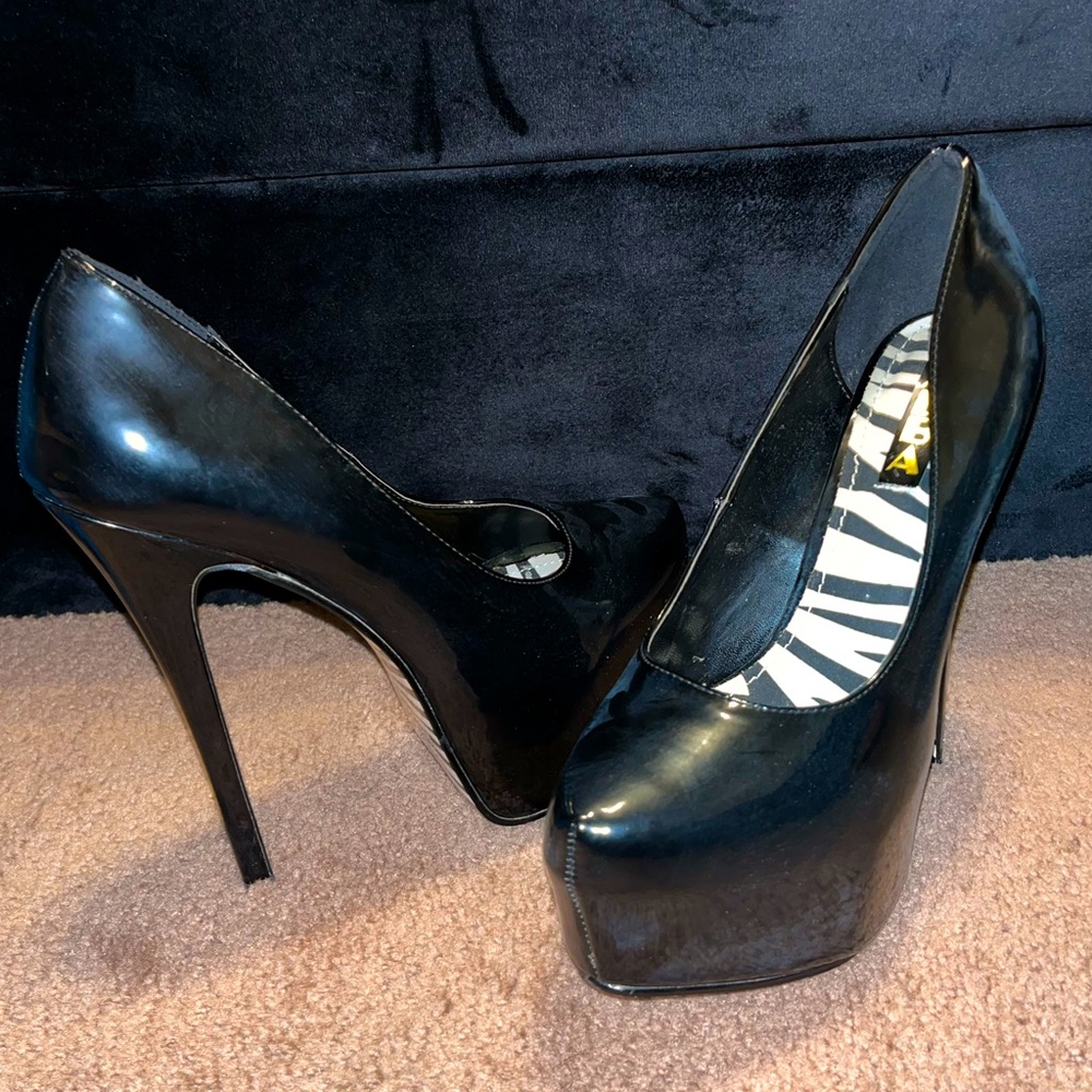 Black Patient Faux Leather Zebra Sole Platforms